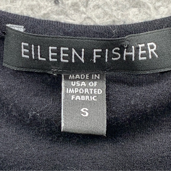 Eileen Fisher Dress Black Cold Shoulder Half 3/4 Sleeve Stretch Lagenlook Size S - Picture 2 of 10